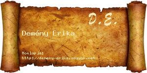 Demény Erika névjegykártya
